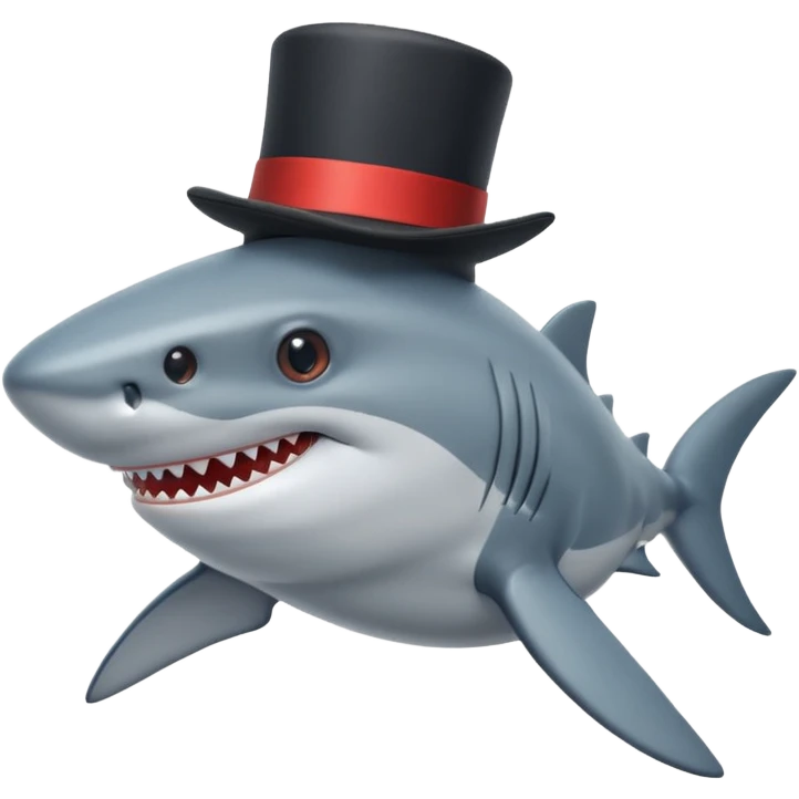 Shark with a top hat emoji