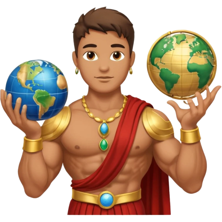 God of earth give a globe in his hand  across his body  give me more than half body  emoji