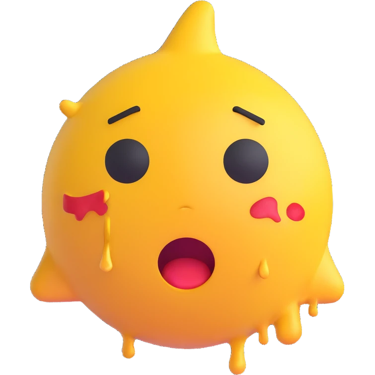 yellow emoji head with chaotic expression, crying, energetic style emoji
