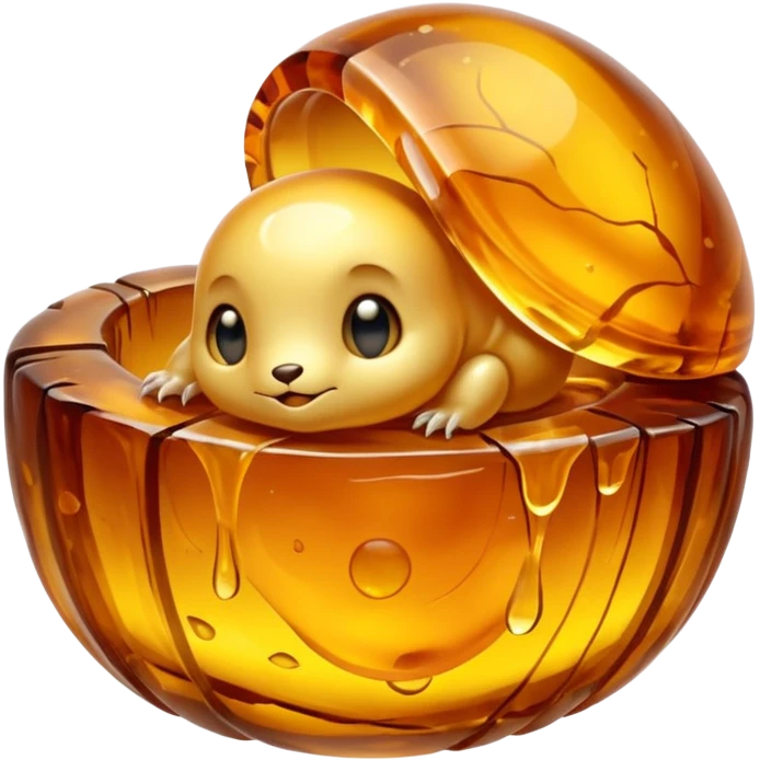 A tiny creature trapped in a huge lump of amber  emoji