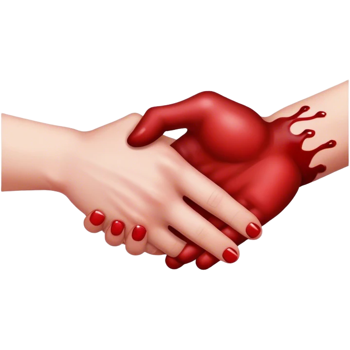 handshake, blood on one of the hands emoji