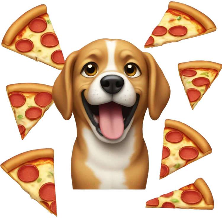 Dog eating a pizza emoji