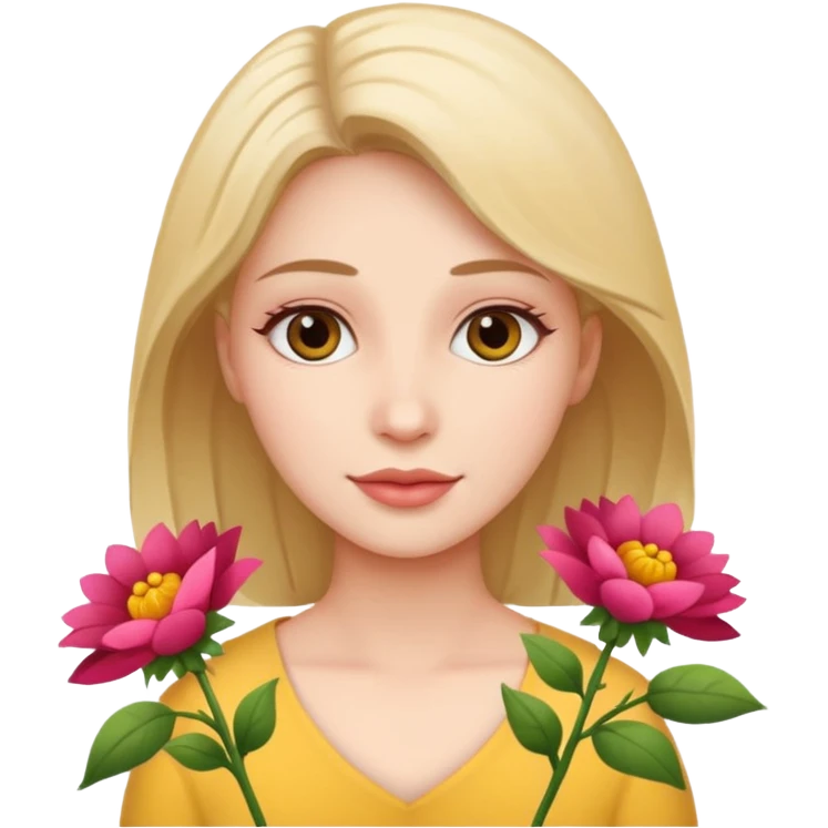 Mulher com flores emoji
