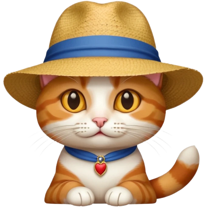 tricolor cat in panama hat emoji