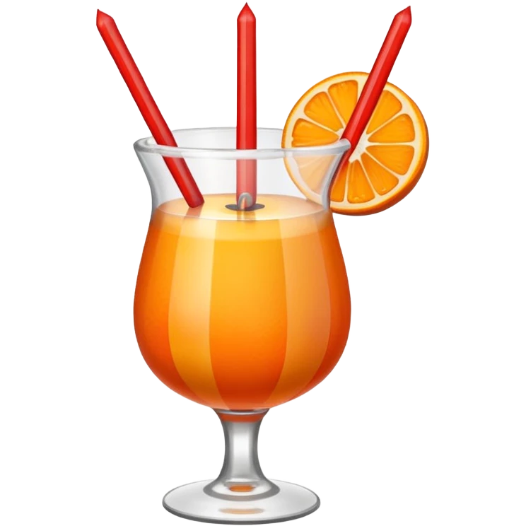 An orange fruit, not a drink, with a horizontal red stripe around the middle. 4 vertical cocktail sticks in the orange with small pieces of candy on the sticks. On top of the orange a small white lit candle. emoji
