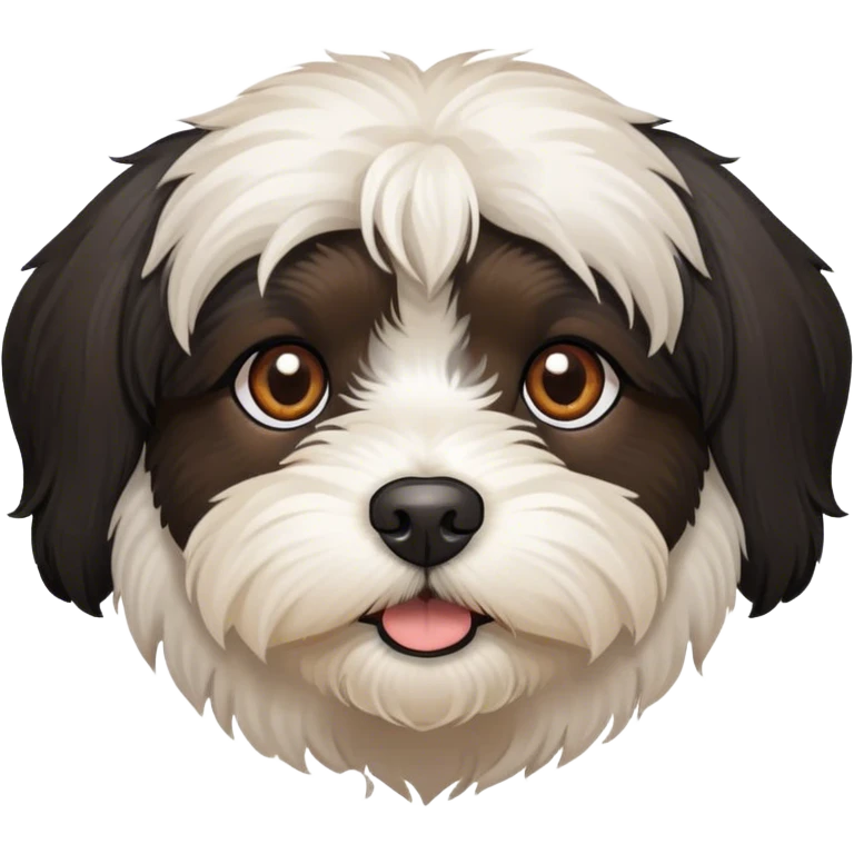 black Havanese dog face with brown eyes emoji