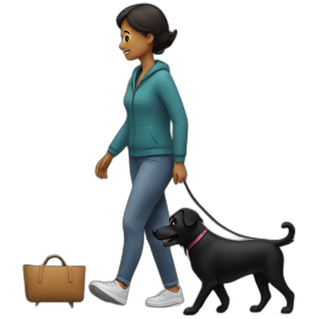 Woman walking a black dog emoji