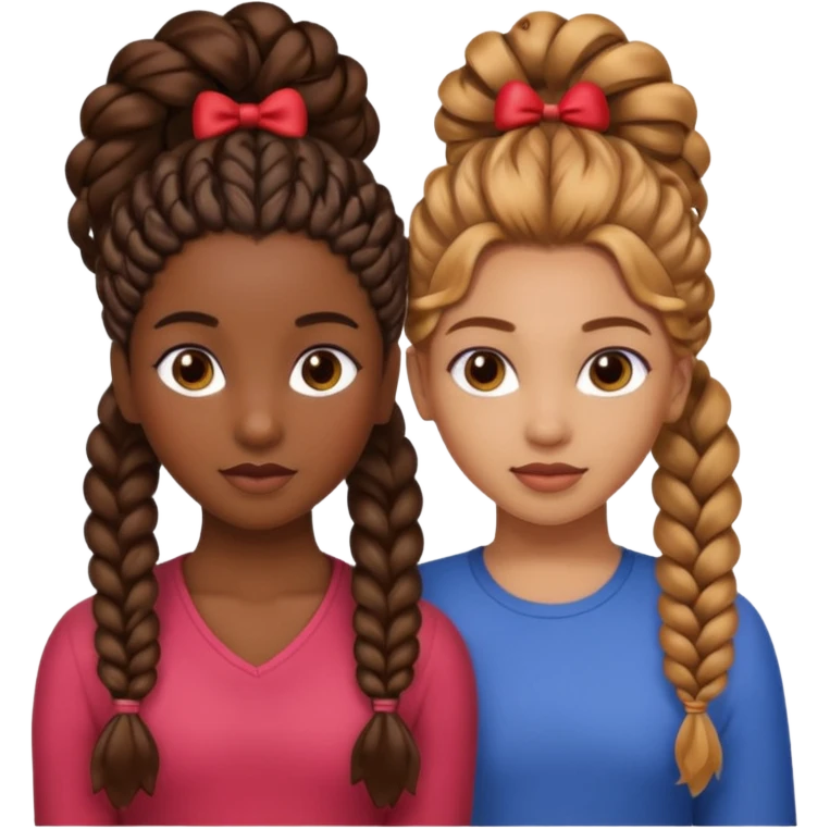 
- Two Brown Girls with Extension Braids:

- One Brown Girl with Hair Up:

- One Mixed Girl with Long Curly Hair:
- One Girl with Long Brunette Roots and Strawberry Blonde Ends: emoji