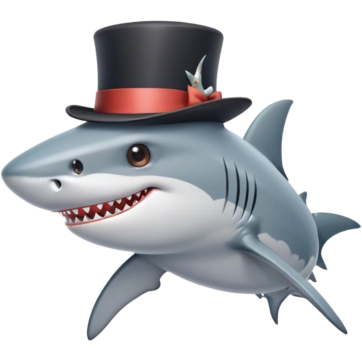 Shark with a top hat emoji