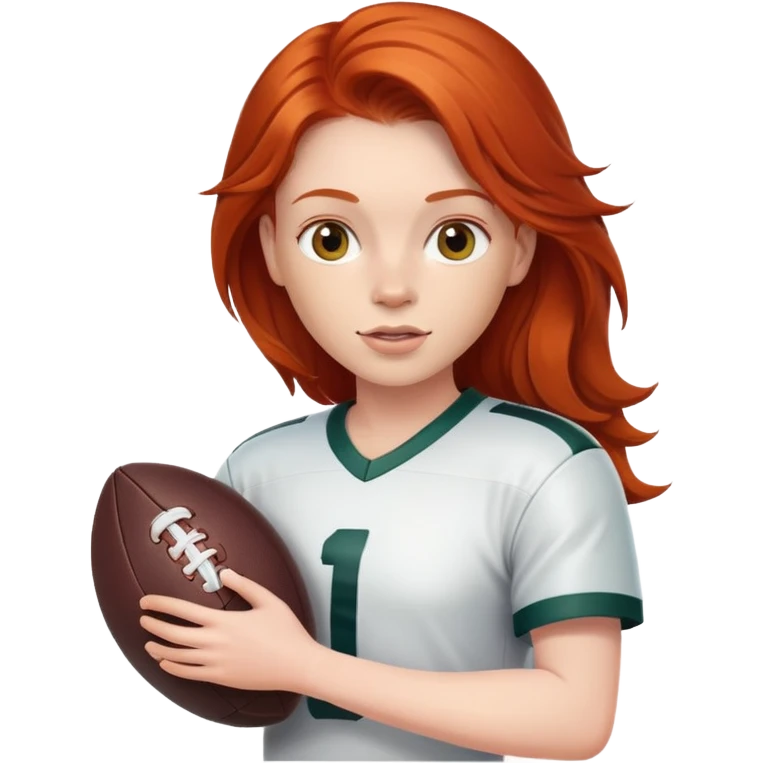 A redhead with a football emoji