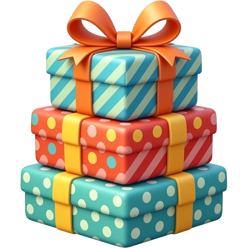 STACK OF THREE BIRTHDAY GIFTS emoji