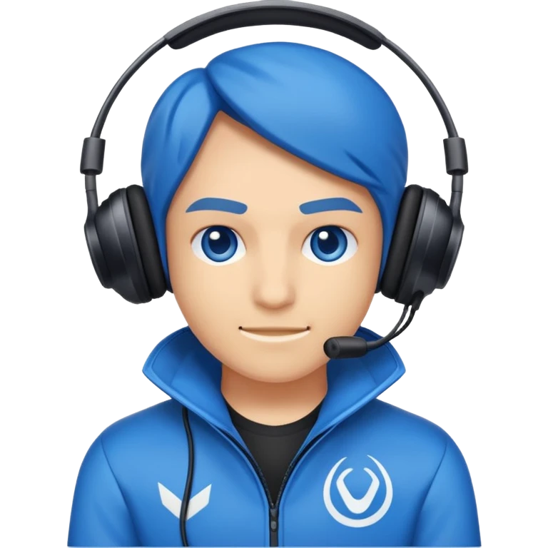 Créame un personaje de Blu strike tipo gamer con audífono y resolución HD emoji