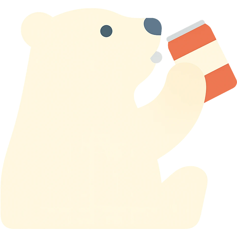 Change the Coke bottle to a Coke can in the polar bear's hand, keep the rest of the image the same emoji