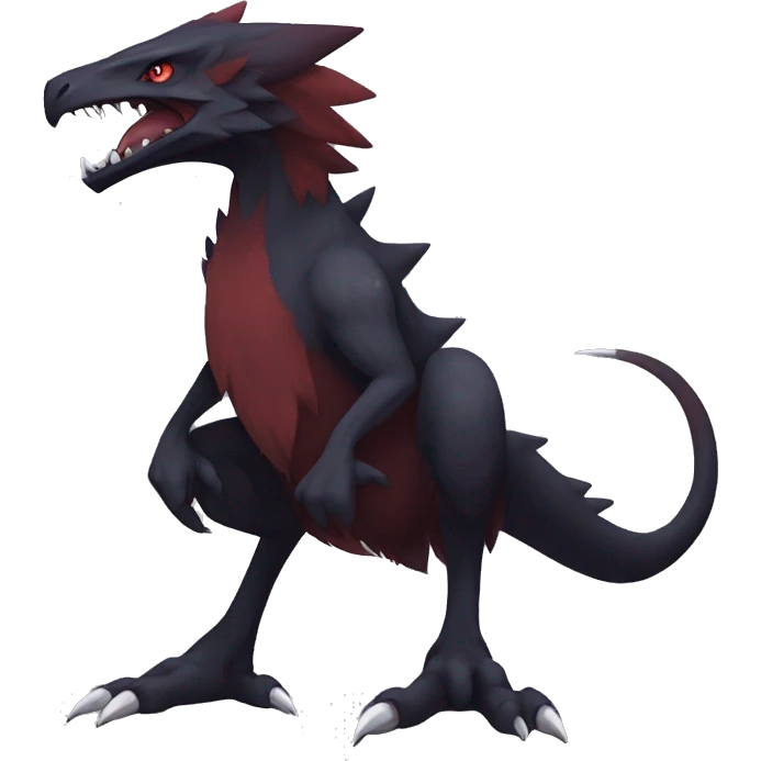 cool edgy black and maroon Dark-type nargacuga Salandite Vernid Sergal Pokémon full body by LiLaiRa, by Falvie emoji
