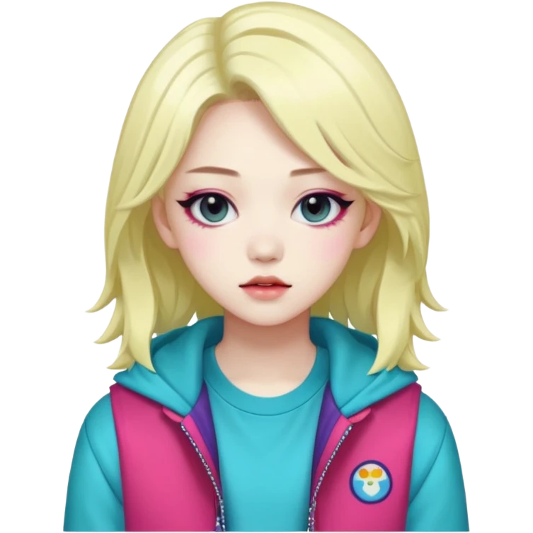  portrait-of-a-monster-k-pop-idol,-wearing-a-stylish-streetwear-outfit-with-layered-colorful-clothing-makeup,- emoji