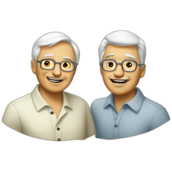 two old white best friends communicating emoji