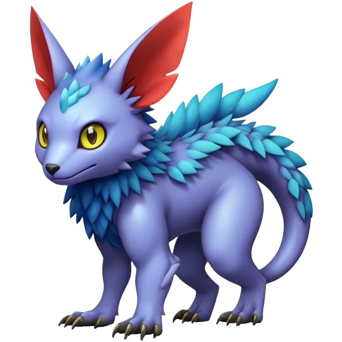  colorful warm modern cyber-Fakémon-Digimon-Trico-Vernid-creature (full body) emoji