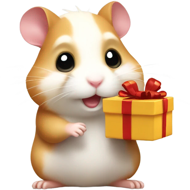 A hamster with a gift in its paws emoji