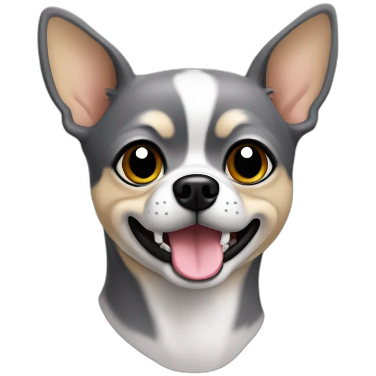 Chien de type chihuaha de 9 ans couleur gris voncée visage emoji