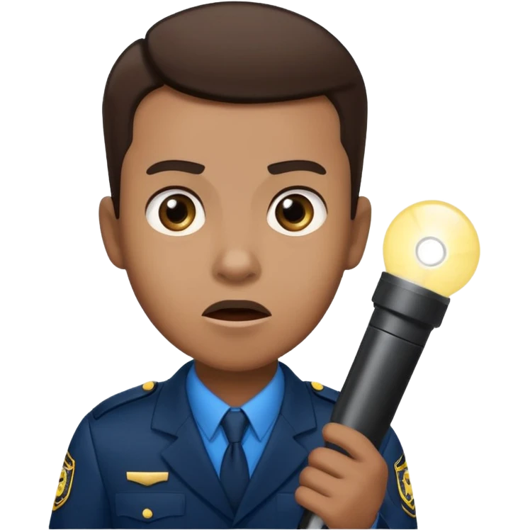 Movie theatre usher with flashlight looking scared emoji