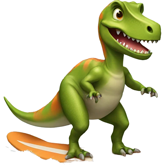 Dinosaur riding a surfboard emoji