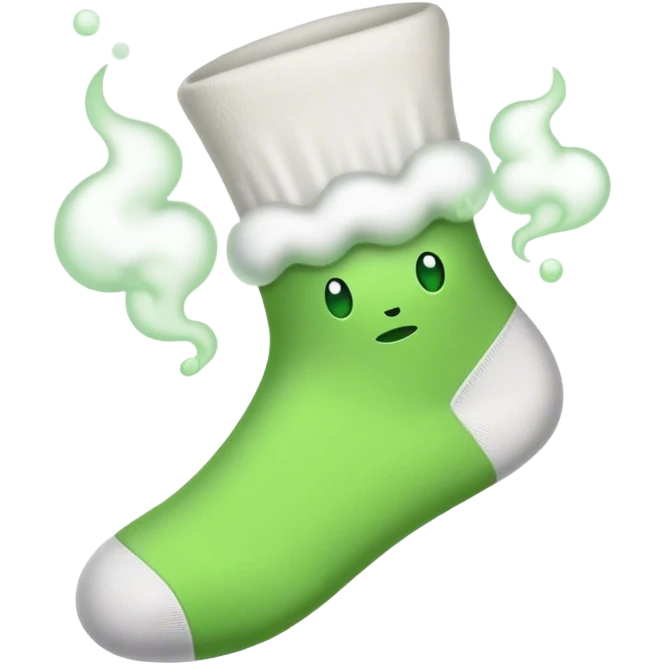 White sock with stink green steam emoji
