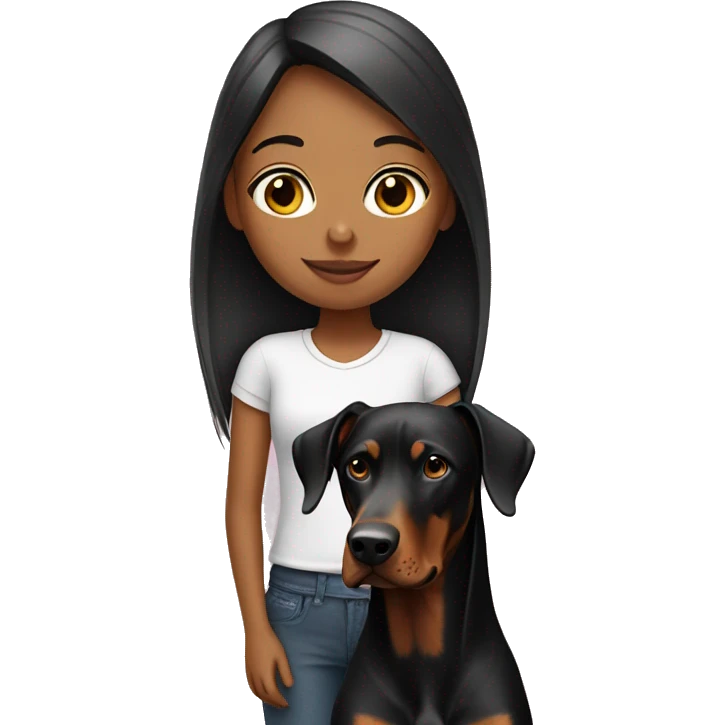 Girl with a Doberman  emoji