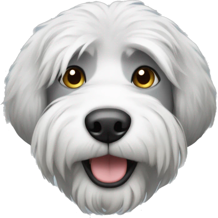 Hairy white and grey dog emoji
