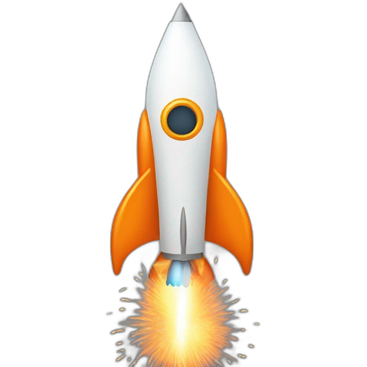 orange rocket with fireworks emoji