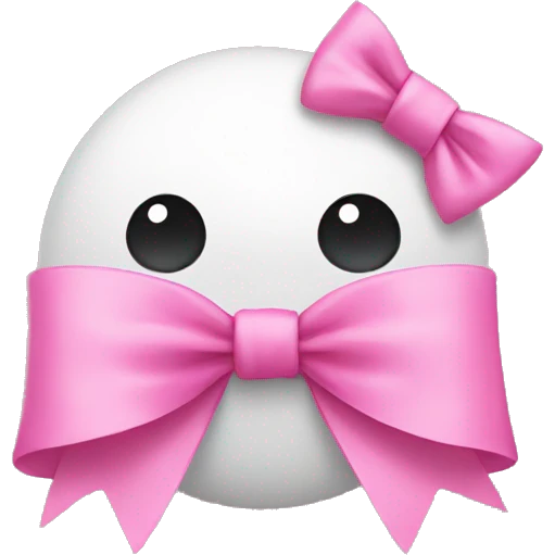 proud emoji with a little pink bow on it emoji