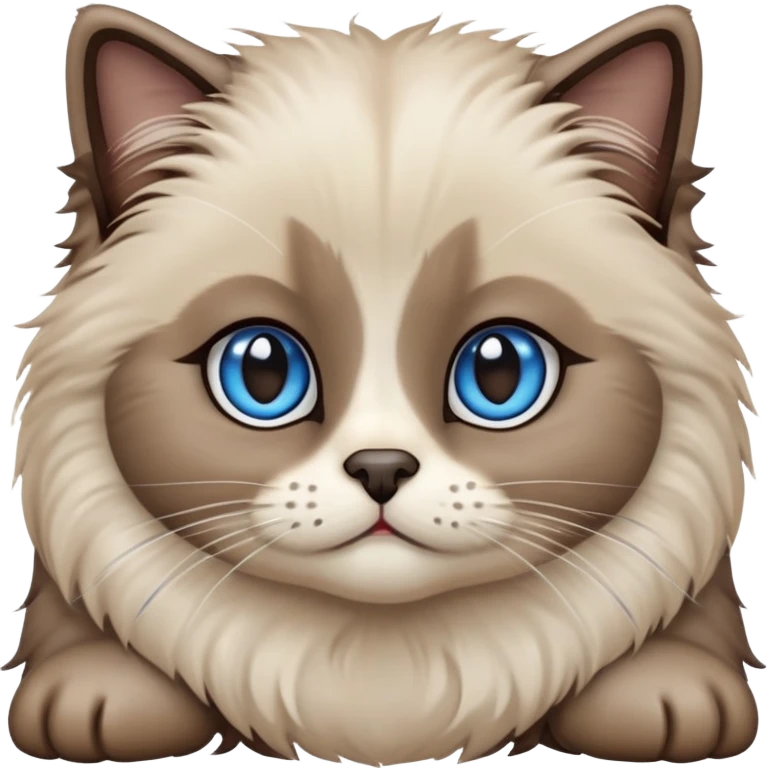 cinematic-adorable-fluffy-brown-seal-ragdoll-cat-portrait-emoji,-head-tilted-cutely-with-big,-sparkling-blue-eyes,-soft-brown-seal-colored-fur-with-darker-points-on-the-ears,-face,-and-paws,-simplified-yet-irresistibly-adorable-features, emoji