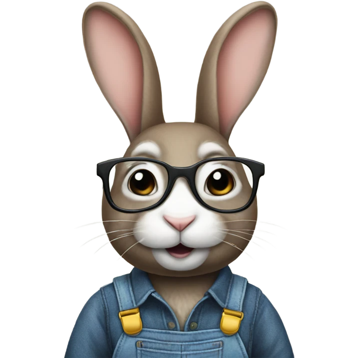 Rabbit wearing glasses and overalls  emoji