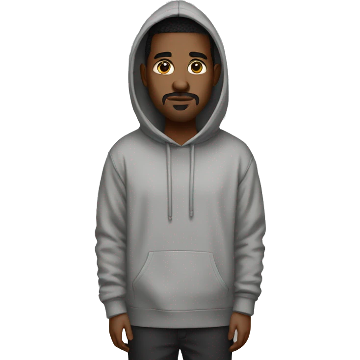 A man with a big crop hoodie and with dark long sock (Yeezy pods) emoji