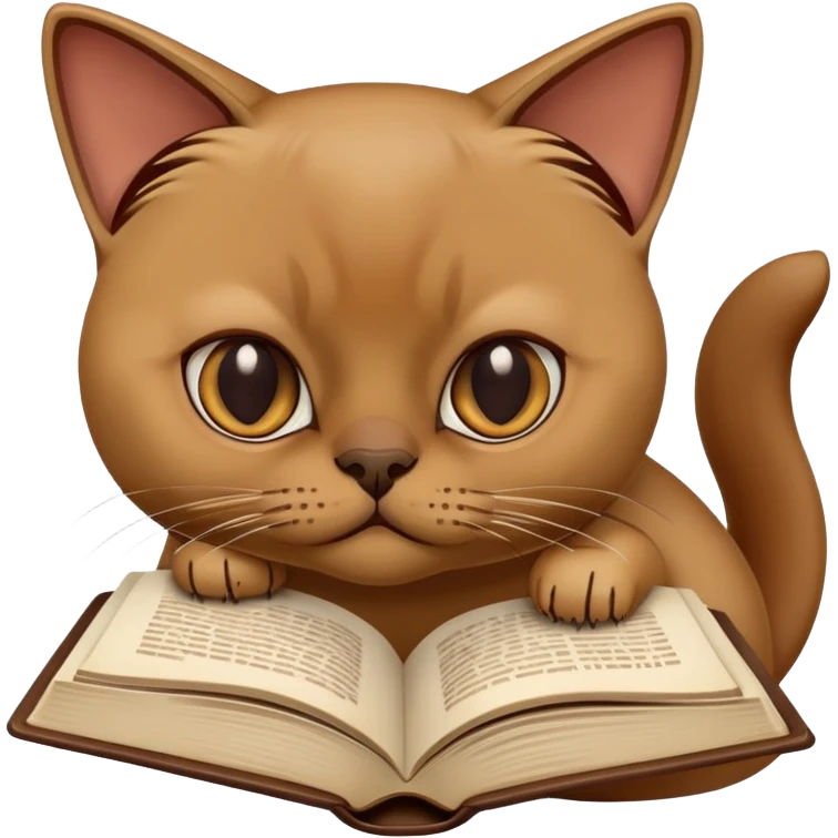 Burmese cat eating book emoji