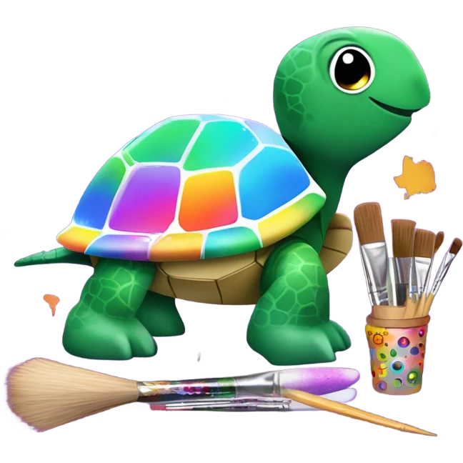 Turtle doing arts and crafts emoji