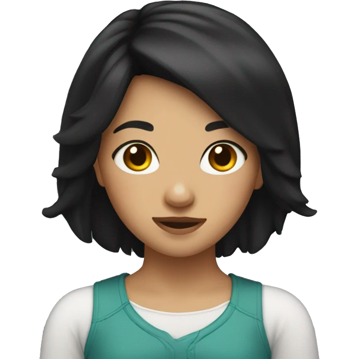 Girl with black hair lathing emoji