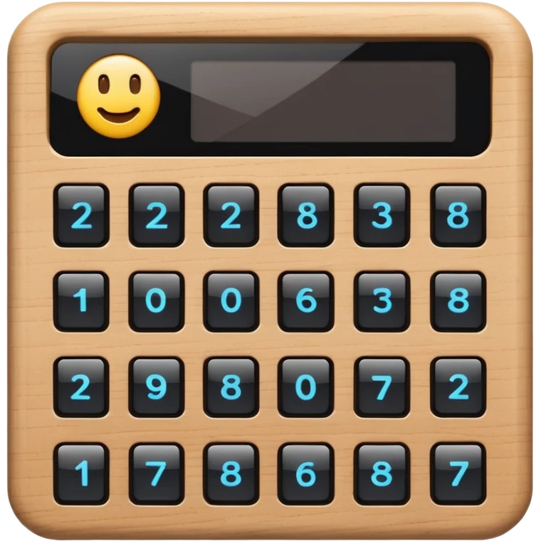 rectangle wooden keypad with a small screen emoji