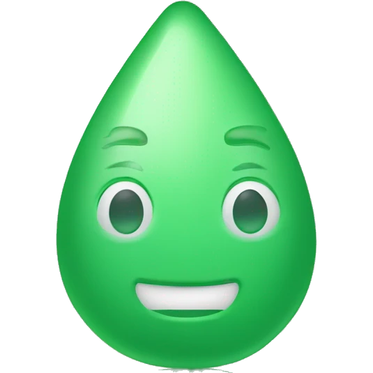A green soap shaped like a teardrop, smooth surface with small specks, designed to look like an emoji. Plain and neutral background. emoji