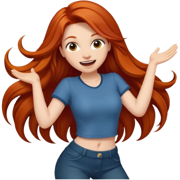 Excited long haired redhead butt shake emoji