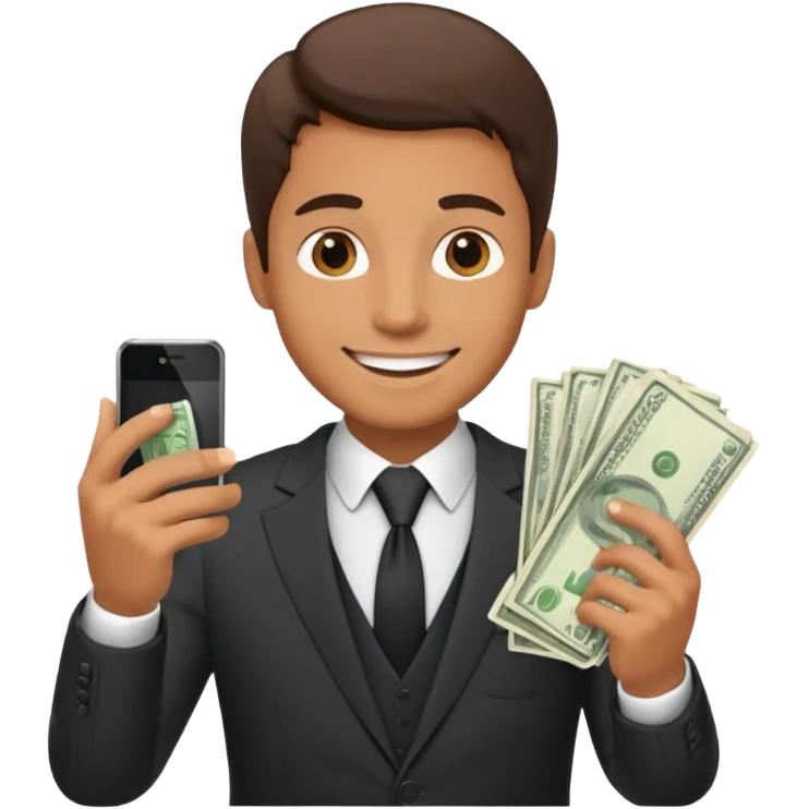 Mafia holding phone and money emoji