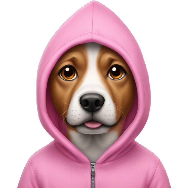 Dog wearing a pink hoodie emoji