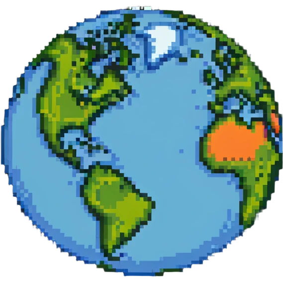 planet earth sphere, pixel art style, no background emoji