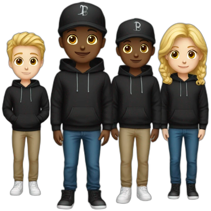 white boy black heir black hoodies with a cap emoji