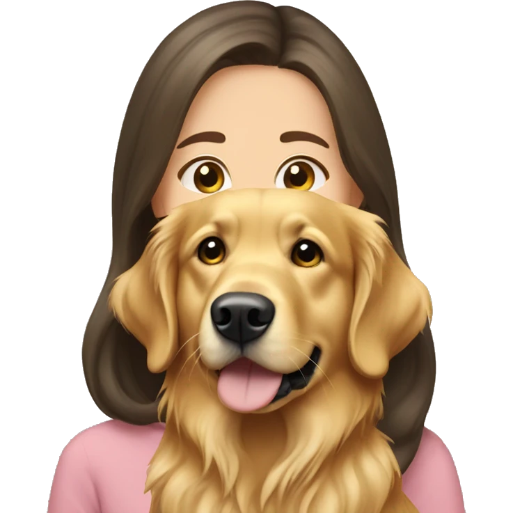 golden retriever with brunette girl  emoji