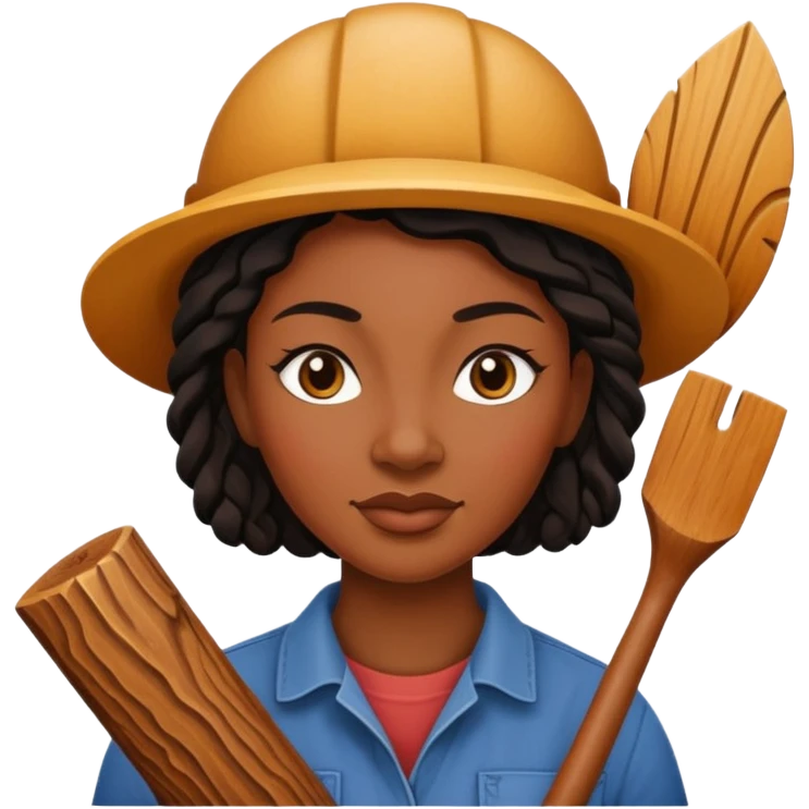 Wood Carving Craftsman black woman emoji