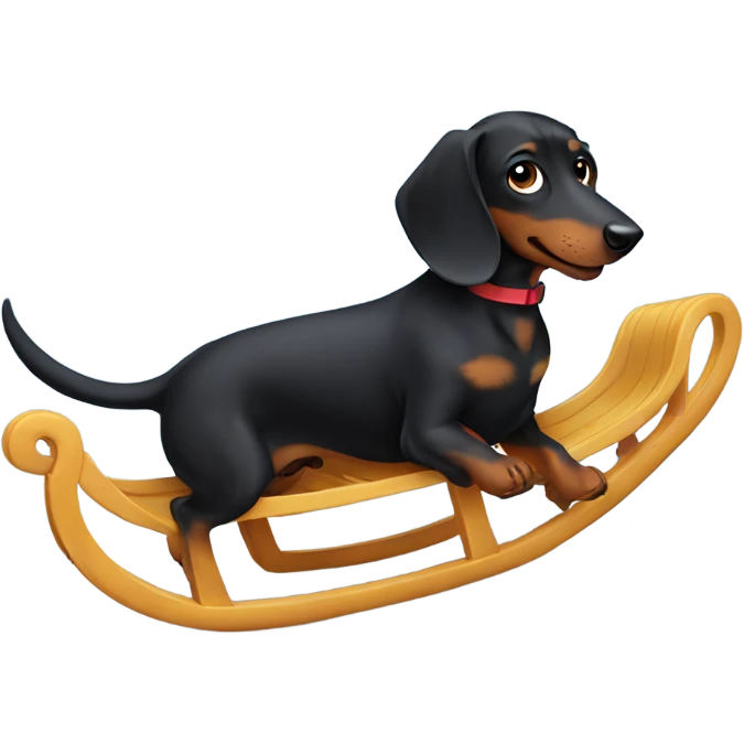 Black dachshund sledding emoji