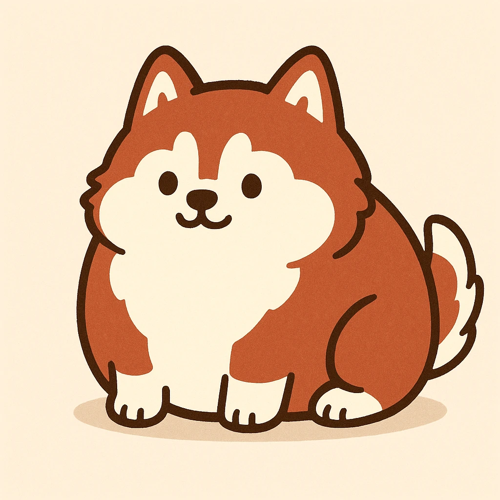 pusheen-style chonky red siberian husky emoji