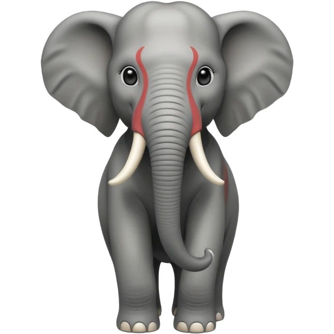 A massive 3D cartoon elephant standing tall with a strong posture, large tusks, deep gray skin, and intense eyes. Dust rising around its feet, sunlight highlighting its size and strength. Realistic textures, bold lighting, Memoji-style but fierce and commanding presence. emoji