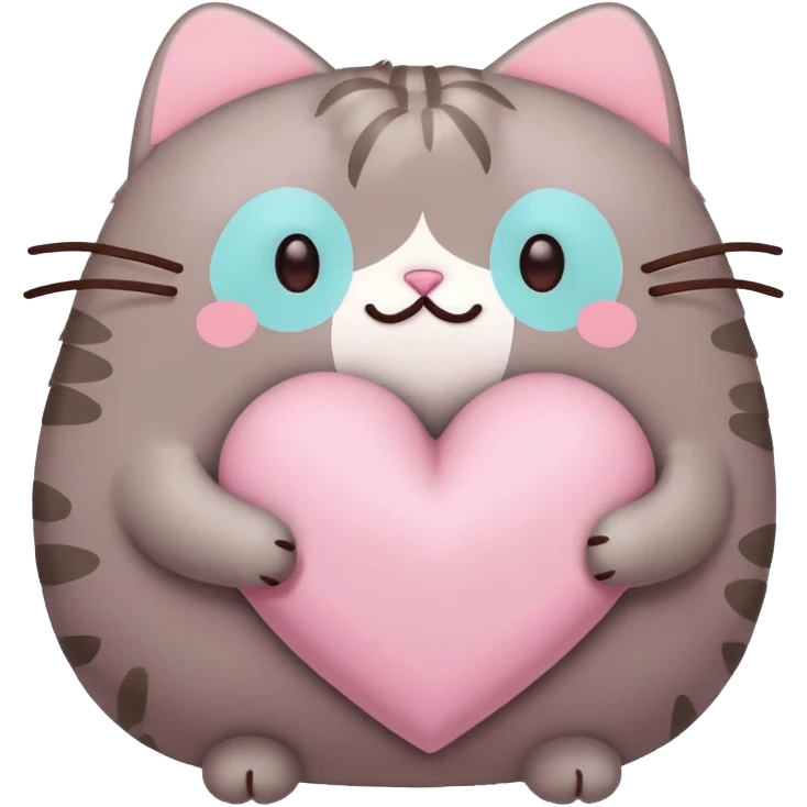 pusheen heart Pink cute emoji