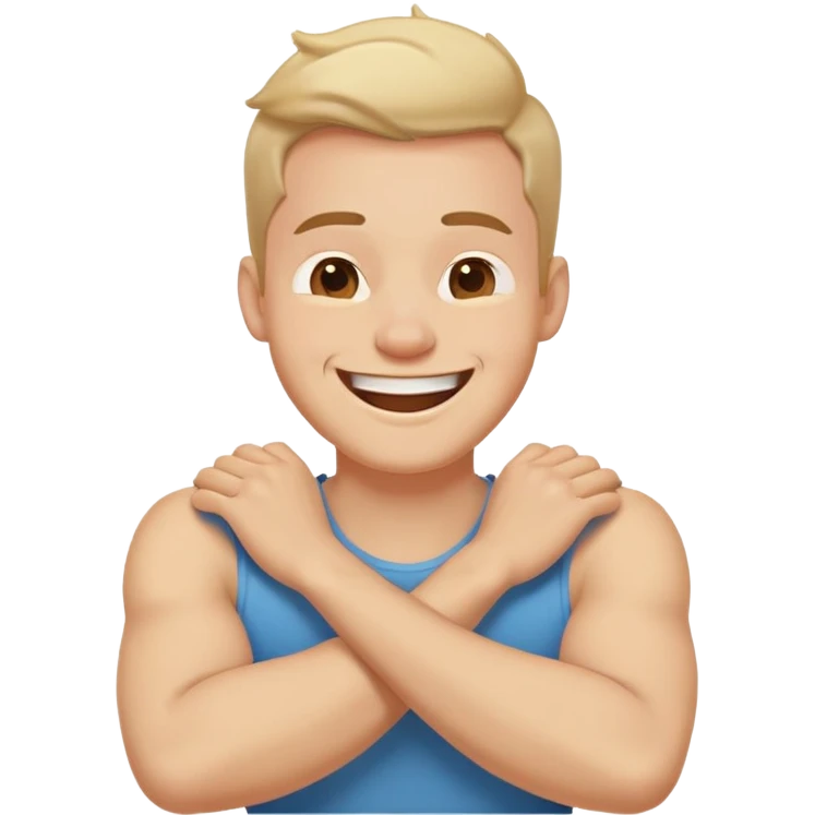 arms crossed holding neck laughing guy emoji